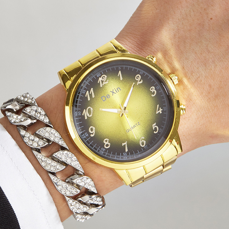 Estilo coreano de la moda clásico puntero de marcación grande superficie digital reloj de cuarzo de negocios casual de los hombres elegante reloj de moda