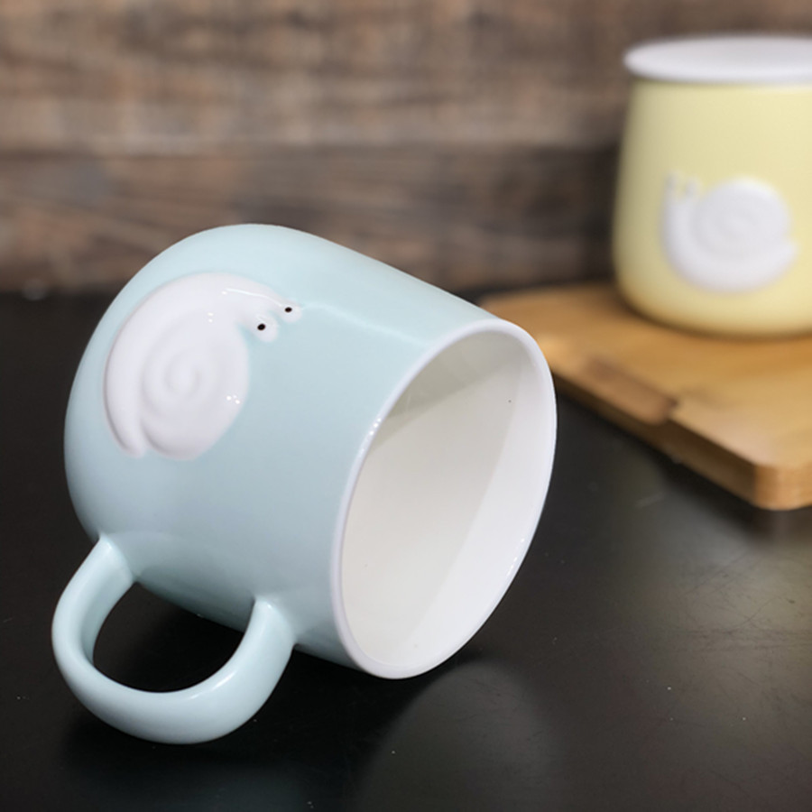 Taza de cerámica con diseño de caracol fresco y sencillo, con palo para remover, taza de café de oficina, taza de agua creativa, taza de cerámica ecológica.