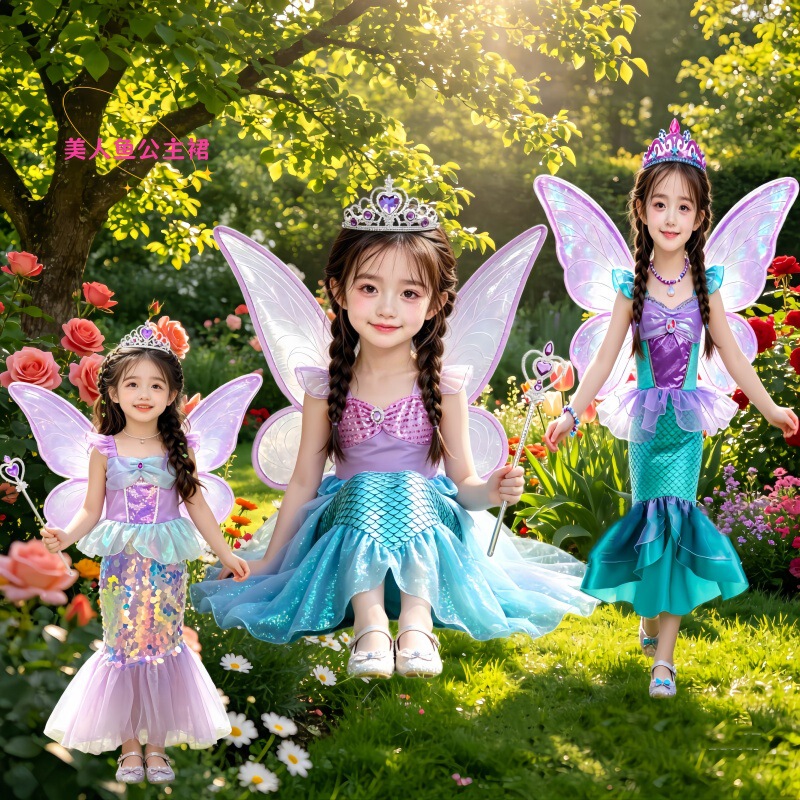 Halloween Kindergarten New Mermaid Birthday Dress Performance Costume Fishtail Skirt Girls Sequin Princess Dress Halloween Kindergarten New Mermaid Birthday Dress Performance Costume Fishtail Skirt Girls Sequin Princess Dress