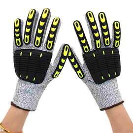 厂家新款批发浸硅胶TPR手套防割防火耐磨户外作业透气骑行防撞防