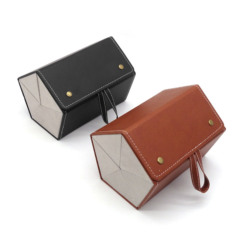 Multifunctional Jewelry Glasses Storage Box Multi-plaid Gift Box Small Texture Pu Leather High-end Quality Handmade Glasses Case