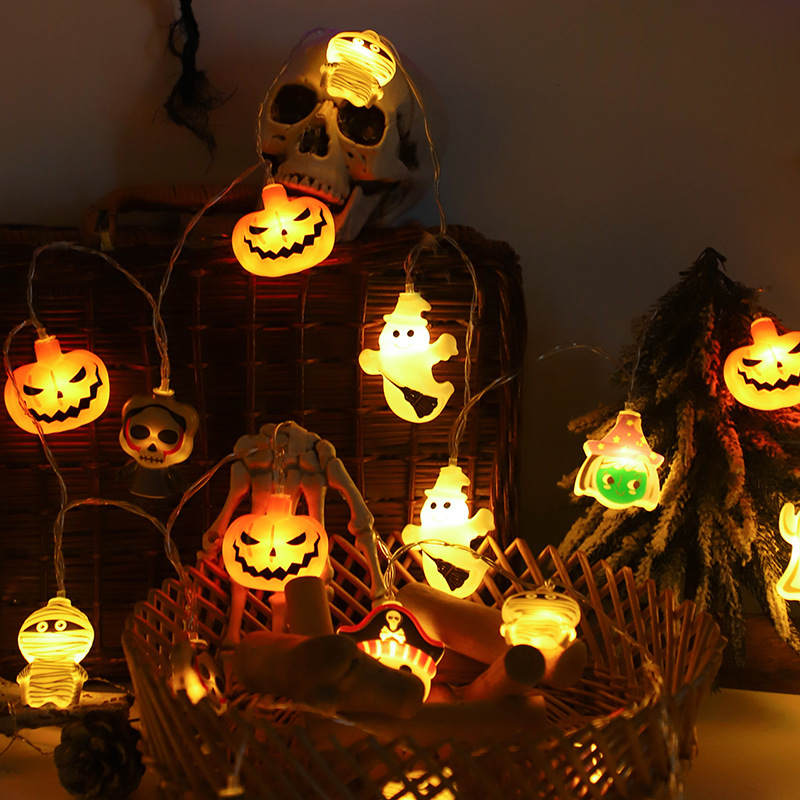 Arreglo de escena de cadena de luces de Halloween de Amazon cadena de luces LED de calabaza decoración de vacaciones al aire libre cadena de luces LED de Halloween