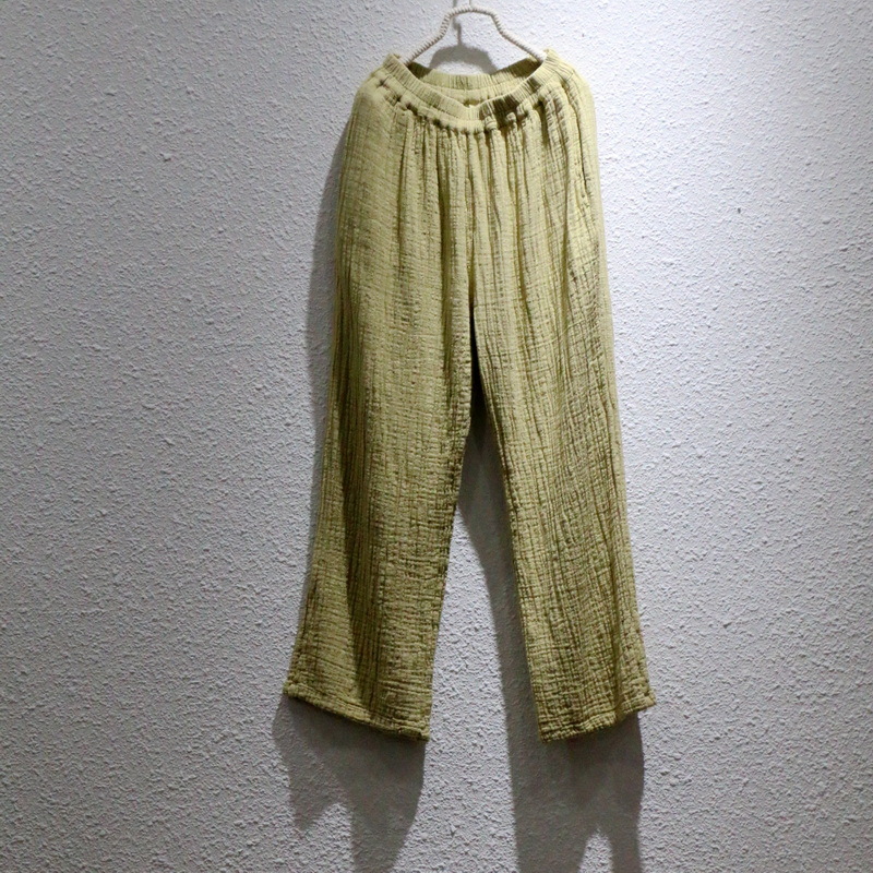 新款四季亚麻宽松粗麻休闲纯色棉麻肌理感禅意茶服基础阔腿裤