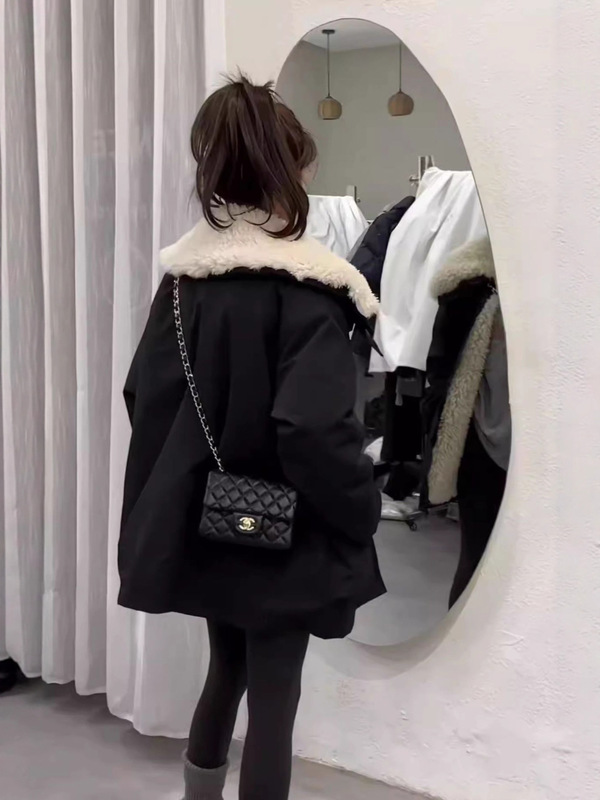 韩版加厚大翻领羽绒棉服女派克服外套女2025冬季新款保暖棉衣上衣|undefined