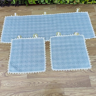 Seat cushion, seat cover, Pure Cotton Car Seat Cushion Three-Piece - green-square-5050cm-front-row-single-piece