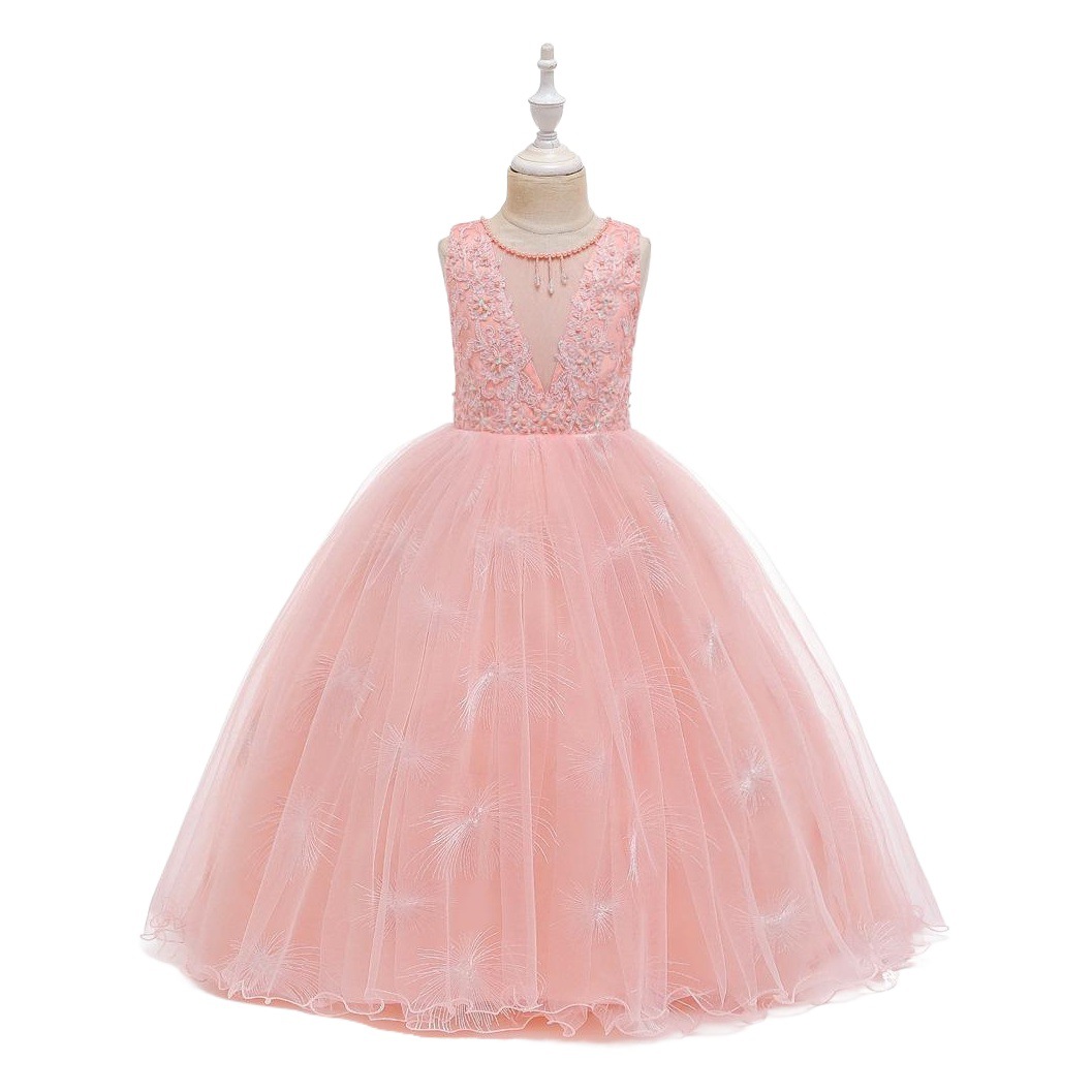 Amazon suministro largo vestido de las niñas vestido de princesa de la pasarela de los niños vestido de fiesta de cumpleaños de los niños