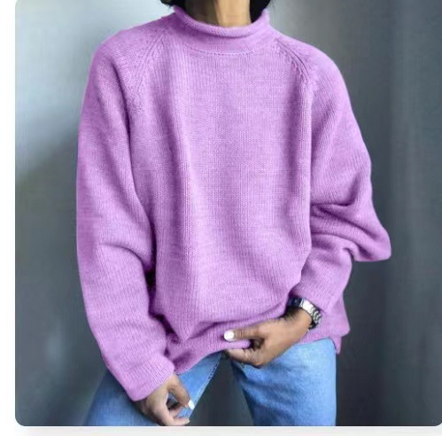 Suéter de punto fino de longitud media para mujer, estilo europeo y americano, color sólido, holgado e informal, novedades de primavera