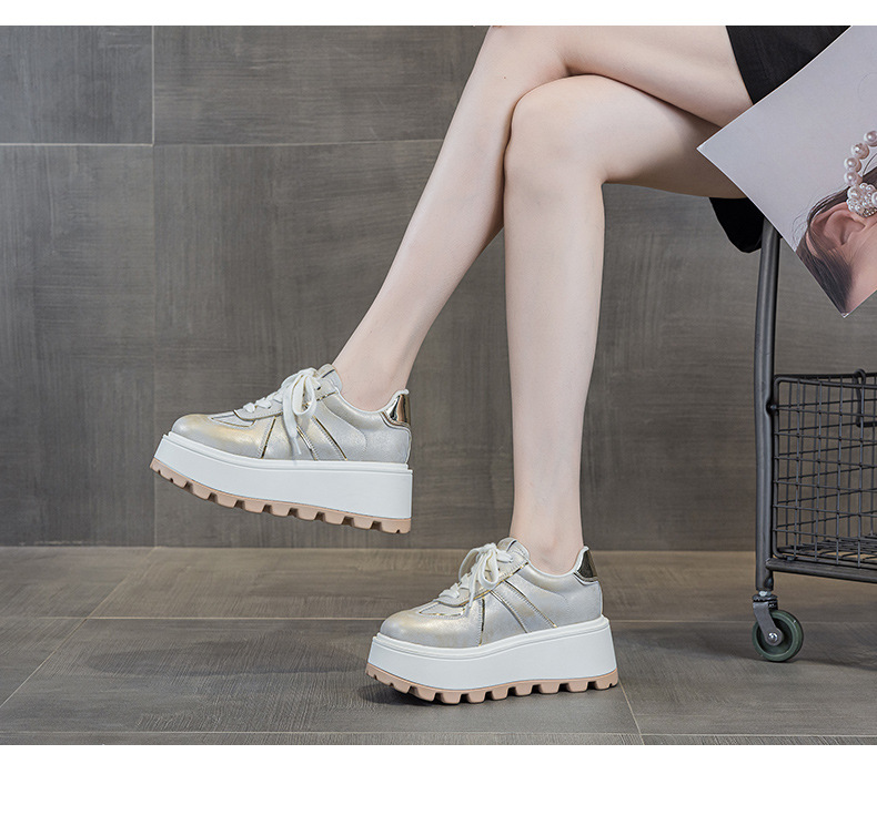 Women's White With Thick Soles And Internal Height Increase, 2026 New Vintage Casual Fashion Sports Comfortable Sneakers_vogvips.com
