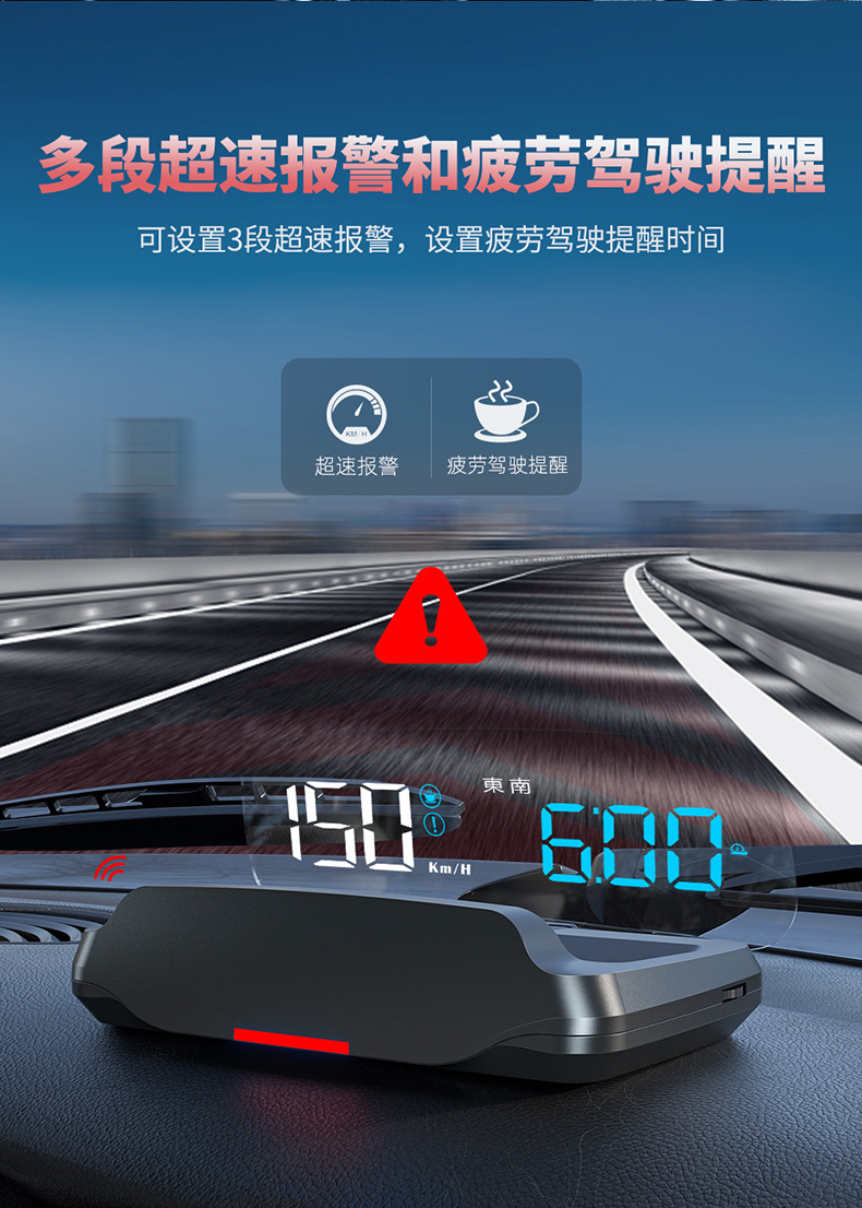 Cross-Border New Product C7 Car Hud Head-Up Display Car Beidou Satellite Gps Universal Speedometer Time Guide