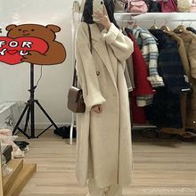 美拉德中长款毛呢外套女小个子名媛慵懒洋气秋冬加绒加厚呢子大衣