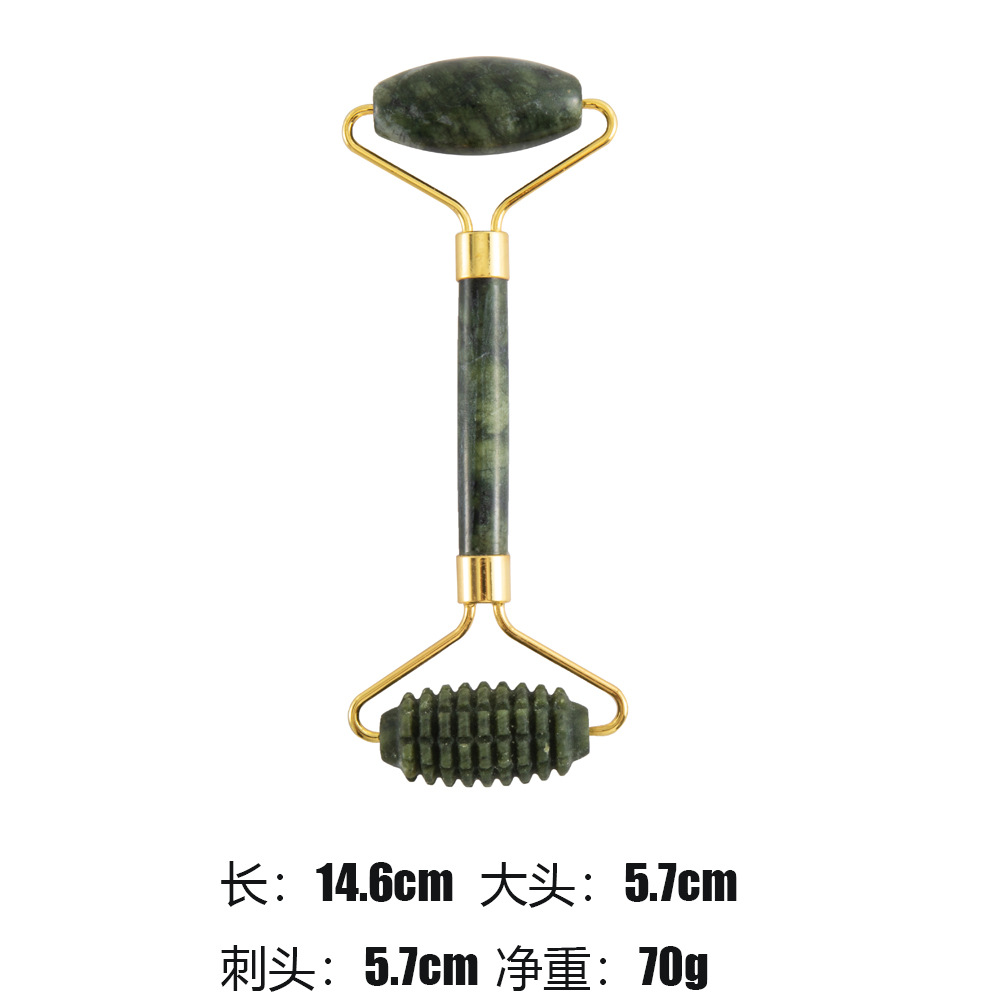 Juego de tres piezas de rodillo de jade natural y tabla de gua sha, dispositivo de belleza para masaje facial, lámina de gua sha facial, fabricante de rodillos de jade