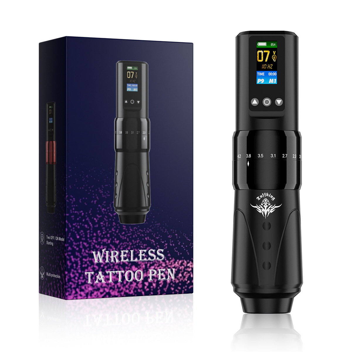 Tuffking lápiz de tatuaje máquina todo en uno inalámbrica P8 cuerpo totalmente metálico pantalla a color carrera ajustable lápiz de batería al por mayor