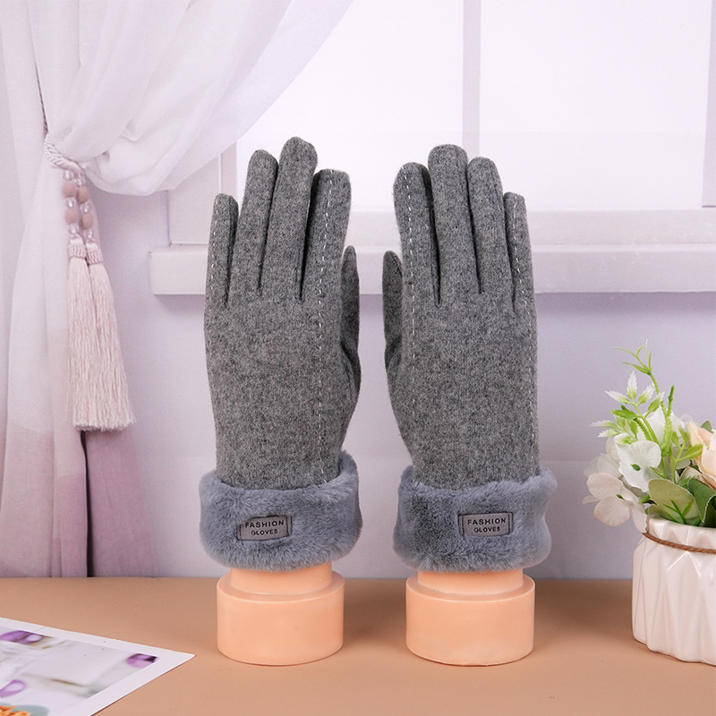 Guantes de Cachemira fábrica de invierno de las mujeres al por mayor cálido al aire libre a prueba de viento a prueba de frío forrado de lana gruesa guantes de punto