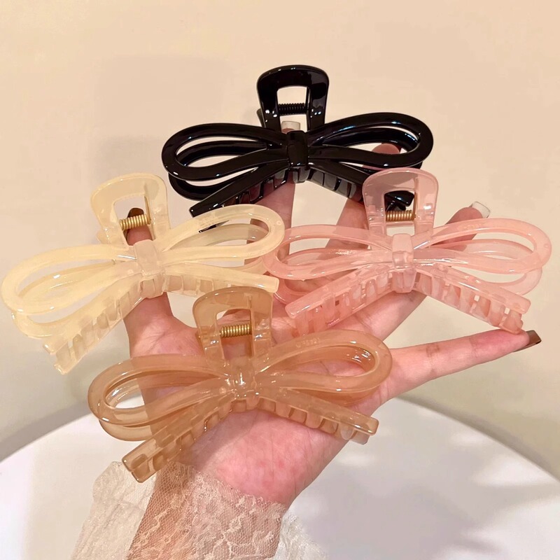 女性の後頭部用リボンリボンクリップ、夏のファッション、新しいハイエンドの大きなサメクリップヘアアクセサリー|undefined