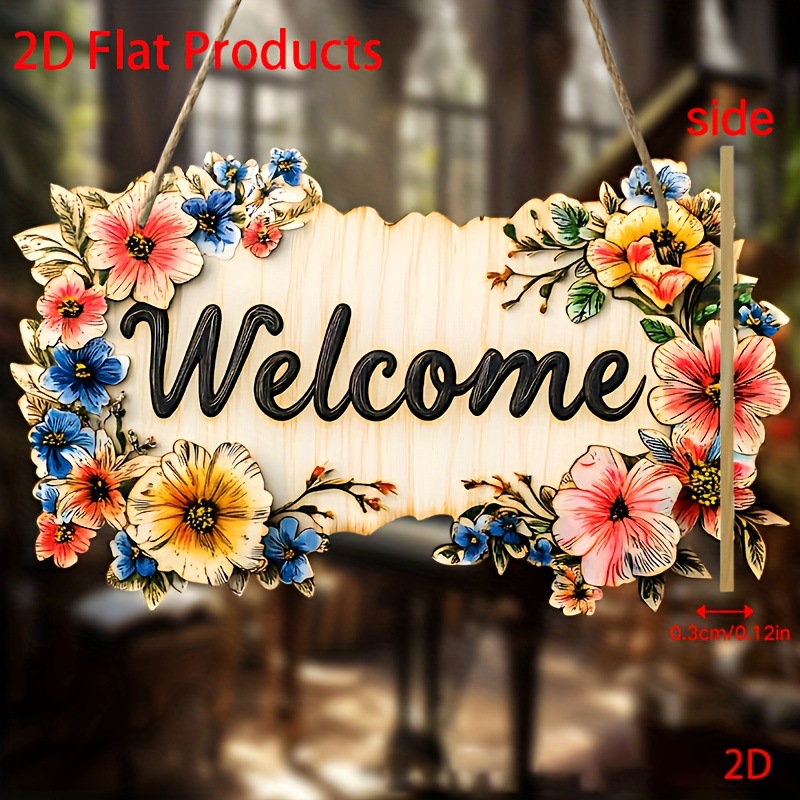 Colgar flores transfronterizas bienvenidas lista de madera jardín de viento pastoral placa decorativa florista de alojamiento simple pared