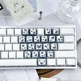 蝴蝶爱心键帽侧刻字符透光适配磁轴机械键盘迈从Ace68狼蛛win60