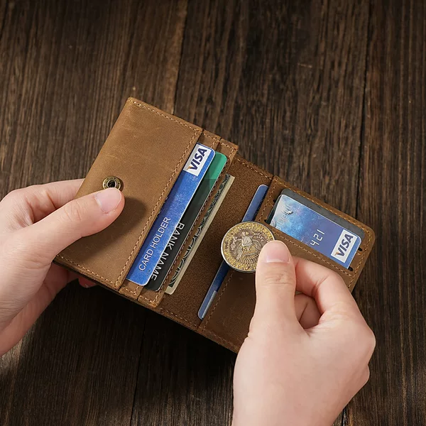 Crazy Horse Leather Card Bag European and American Cross-border Retro Business Card Bag Men's and Women's Genuine Leather Bank Card Bag Business Card Holder