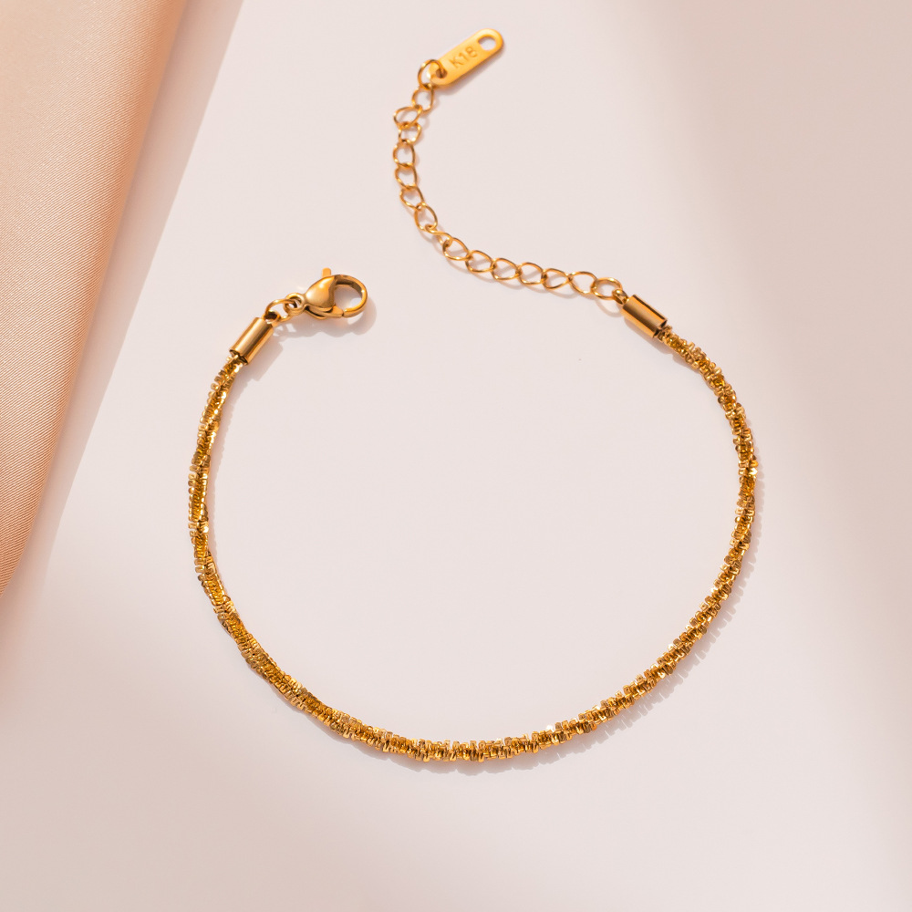Minimal All Star Bracelet Female ins Style Small Design Sense Net Red Sparkling Fried Dough Twists Chain Titanium Steel_voghion.com