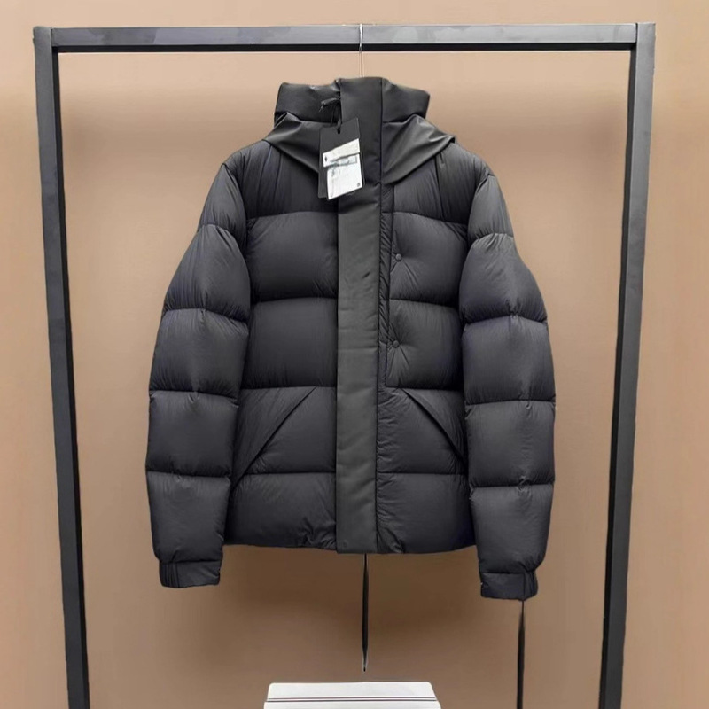 Madeira Winter Hooded down Jacket Black Warrior Unisex Thick Solid Color Jacket