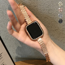 金属钻石表带 + 表壳适用于 iwatch 7 SE 6 5 4 3合金表扣现货