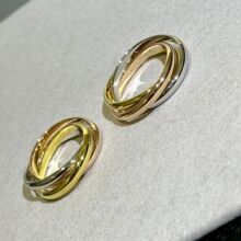 卡家经典三色三环戒指光面食指淡风不掉色指环精致手饰女首饰几何
