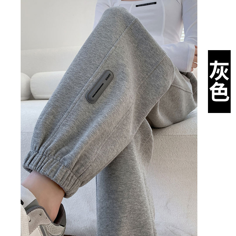羊羔绒加绒加厚孕妇裤子春秋季外穿休闲直筒束脚打底运动卫裤灰色|undefined