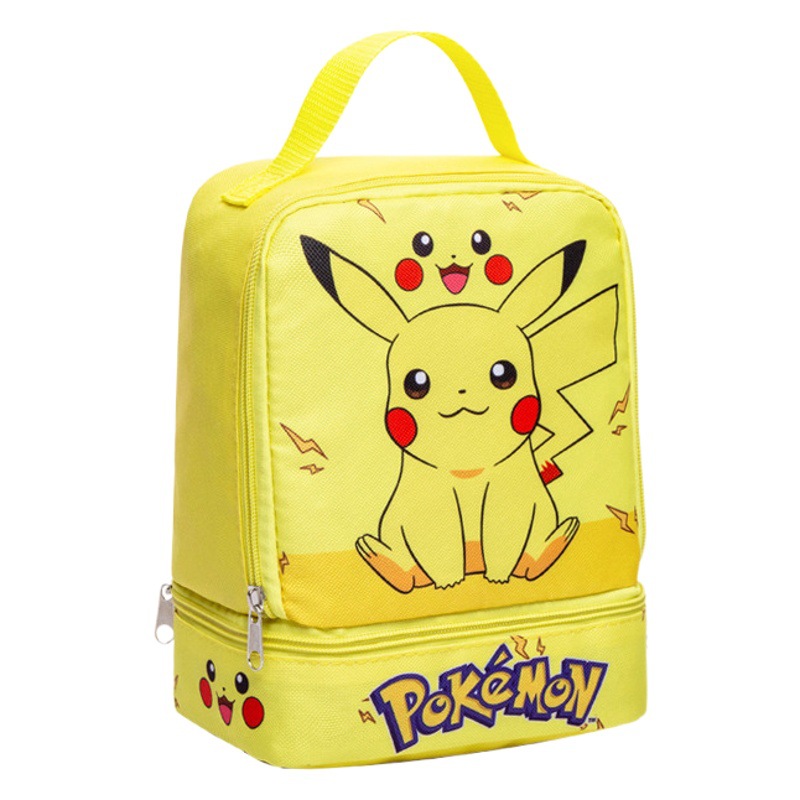 Bolsa de almuerzo portátil de dibujos animados bolsa de almuerzo de doble capa para estudiantes bolsa de almuerzo para niños bolsa de almacenamiento de caja de almuerzo de leche de merienda de frutas