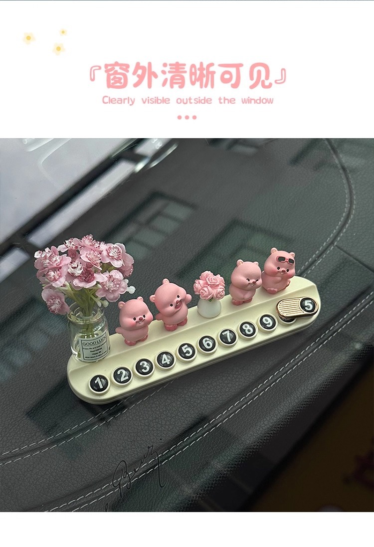 Pink Ruby Little Beaver Car Temporary Aromatherapy Parking Number Plate New Model Mobile Phone Number Plate Car Interior Decoration Small Ornament