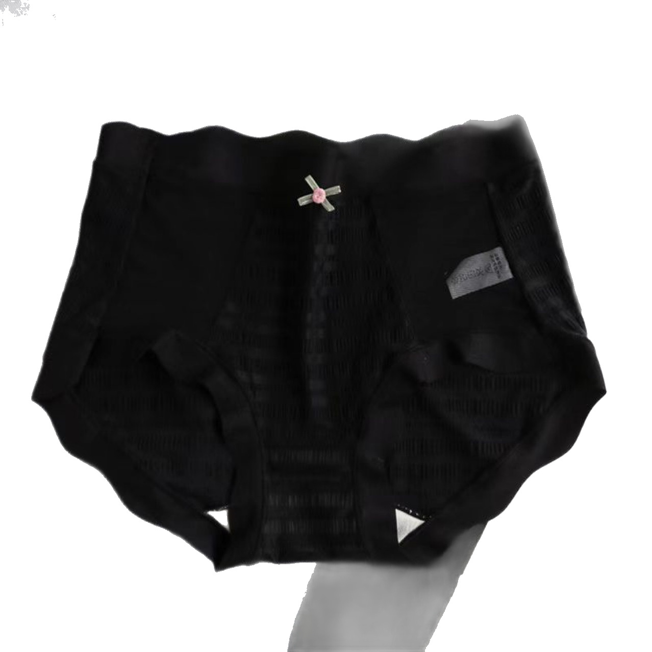 Sweet Pomelo Girl Pleated Hollow Bubble Mesh Pure Desire Underwear Mulberry Silk Crotch Breathable Mid-Waist Hip Briefs for Women