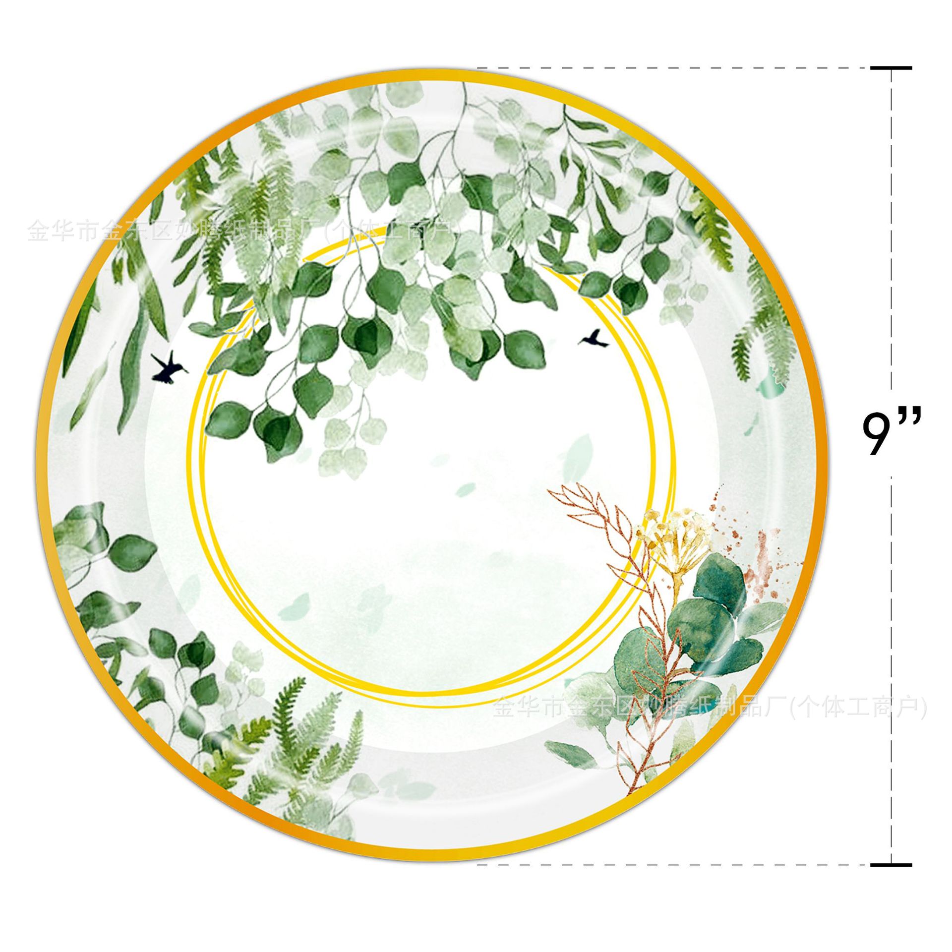 Ventas transfronterizas de hojas de eucalyptus desechables de platos de papel suministros de fiesta desechables set de cubiertos fábrica directa