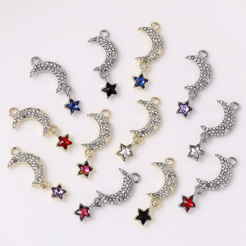 Korean Version DIY Alloy Jewelry Accessories with Diamond Moon Star Pendant European and American Fashion Handmade Necklace Wholesale in Stock