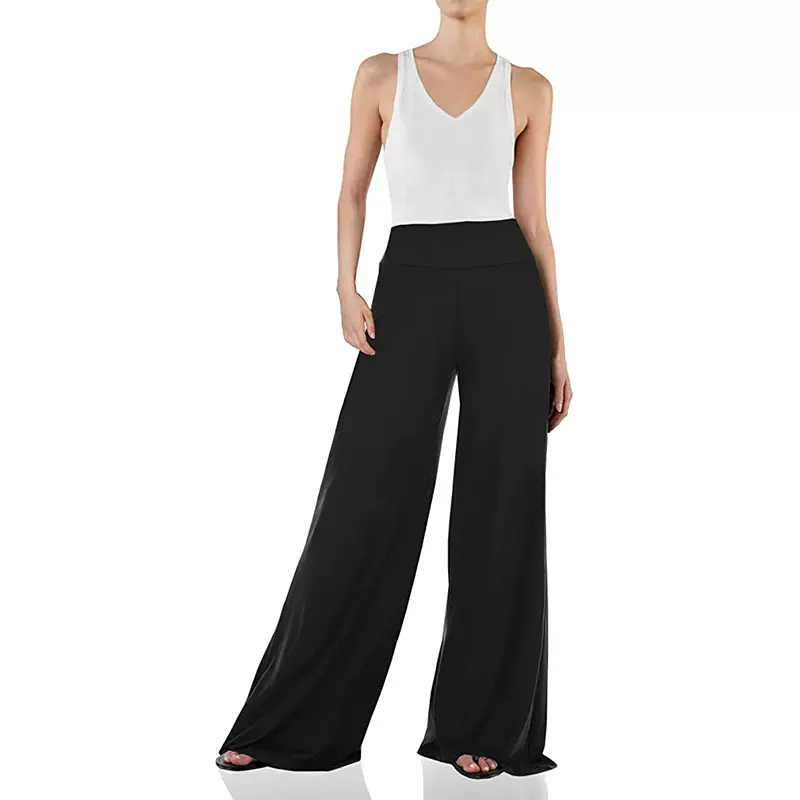 夏季欧美防晒瑜伽长裤女薄款高腰阔腿微喇裤子宽松速干健身休闲