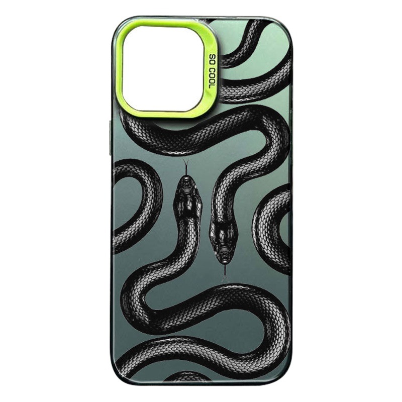 Colorido plata negro rey serpiente para iPhone15 teléfono móvil caso Apple 14/13pro Max protección resistente a la gota todo incluido