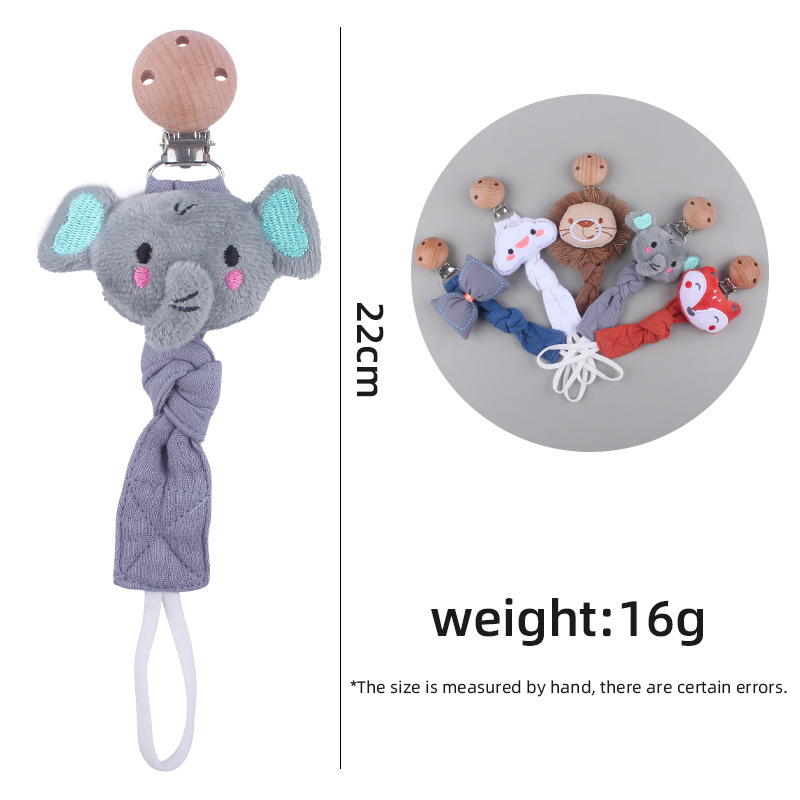 Nuevos suministros para bebés de haya clip de chupete león animal algodón lino cinta chupete cuerda bebé chupete cadena