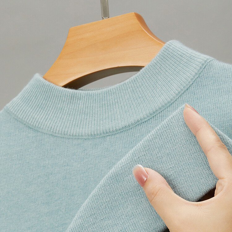 boy Live Broadcast Half Turtleneck Long Sleeve Knitted Sweater Men's Autumn Winter New Solid Color Warm Base Shirt Men_voghion.com