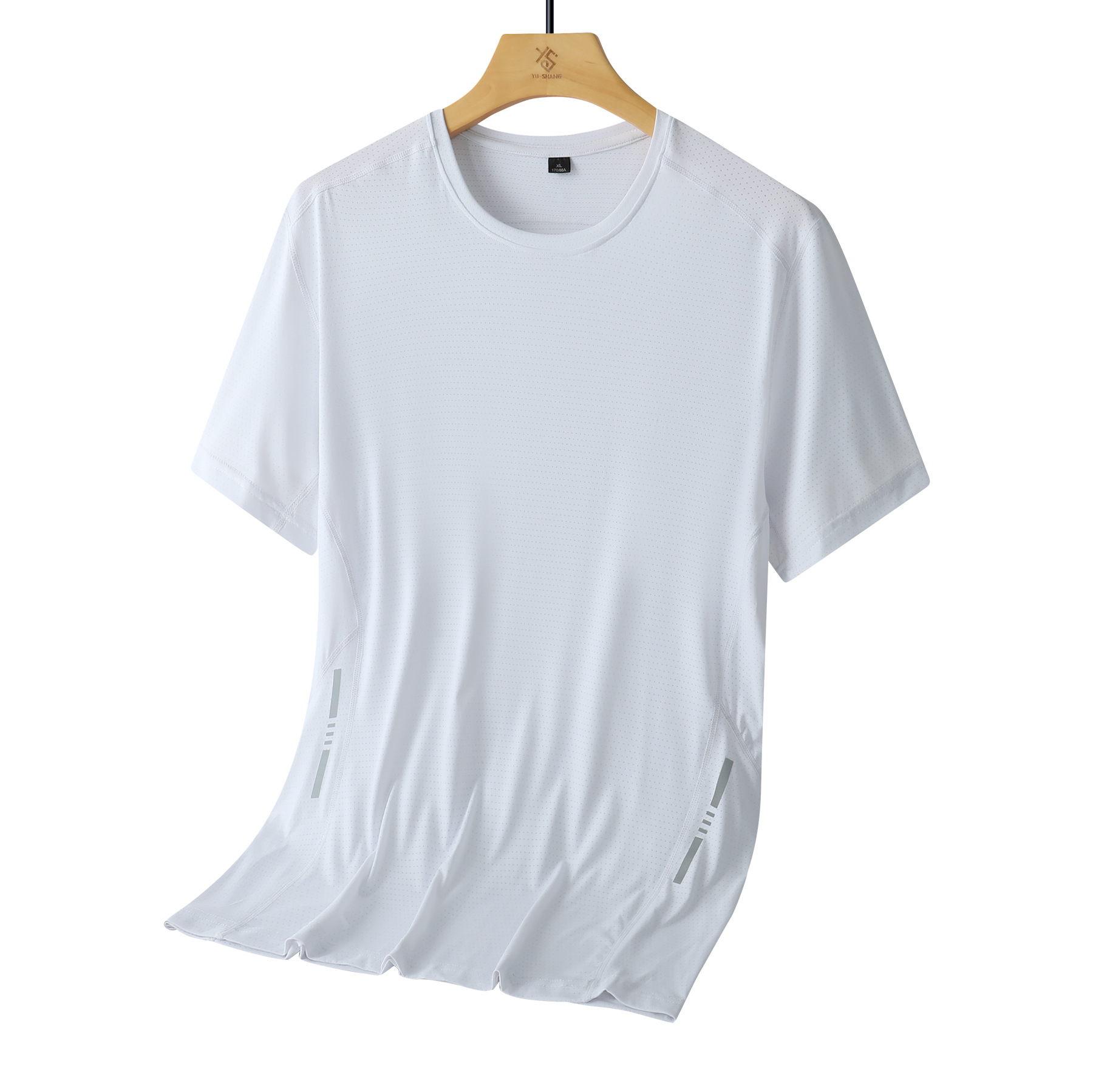 Camiseta de seda helada transfronteriza para hombre, estilo delgado de verano, talla grande, manga corta, ajuste holgado, para correr, deportes, camisa casual de aire acondicionado de manga corta.