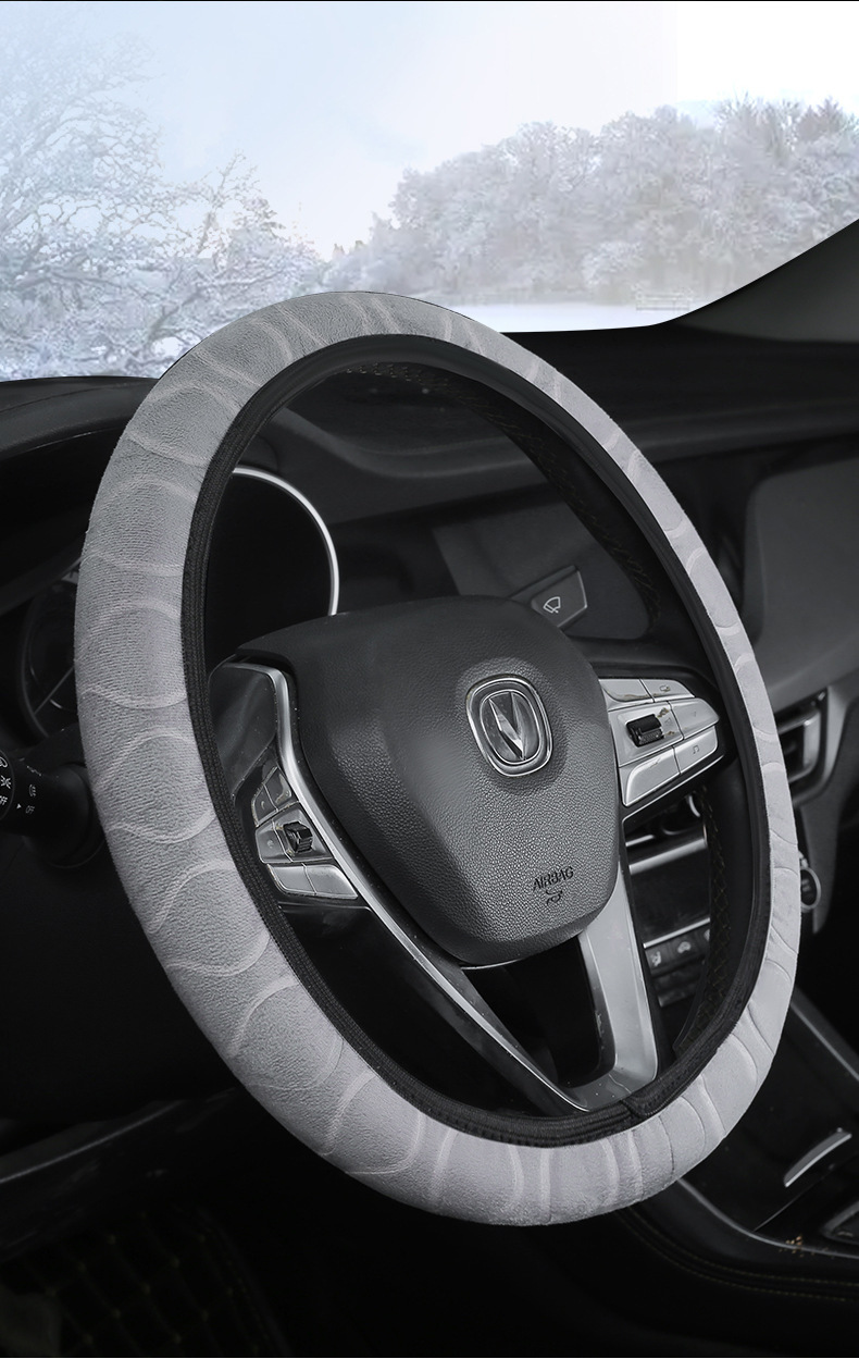 New car steering wheel cover without inner ring winter short plush warm non-slip short plush handle cover Choice