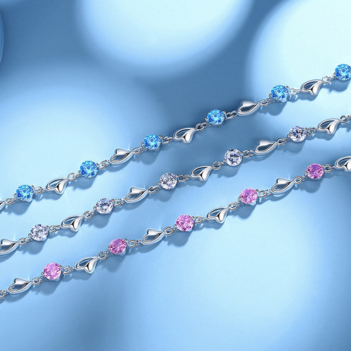 New Austrian Crystal Love Bracelet Women's Sterling Silver Full Diamond Heart-Shaped Bracelet Korean Style Design Fashionable Temperament Hand Accessories