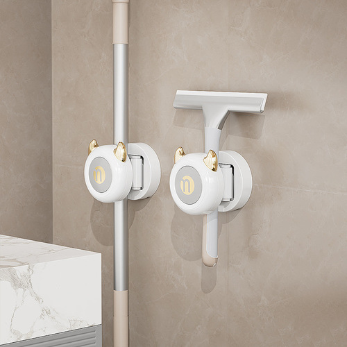 Mop clip for bathroom bathroom without punching, traceless and adhesiveless mop hook, strong load-bearing multi-functional hanger