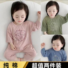 婴儿七分袖连体衣春夏新款女宝宝薄款护肚睡衣儿童睡袋空调家居服