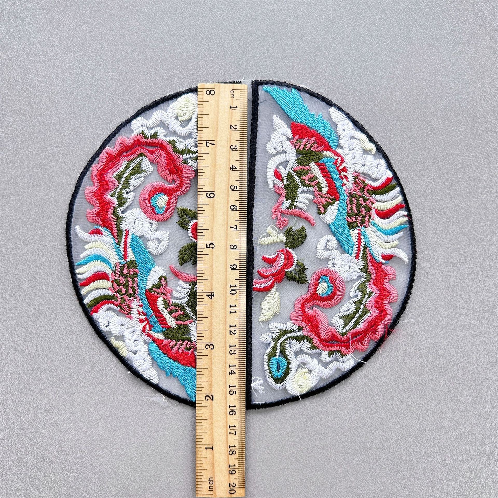 Parche de bordado Hanfu de estilo chino tradicional, aplique floral redondo de dragón y fénix, nuevo accesorio de ropa de estilo chino, bordado decorativo DIY.