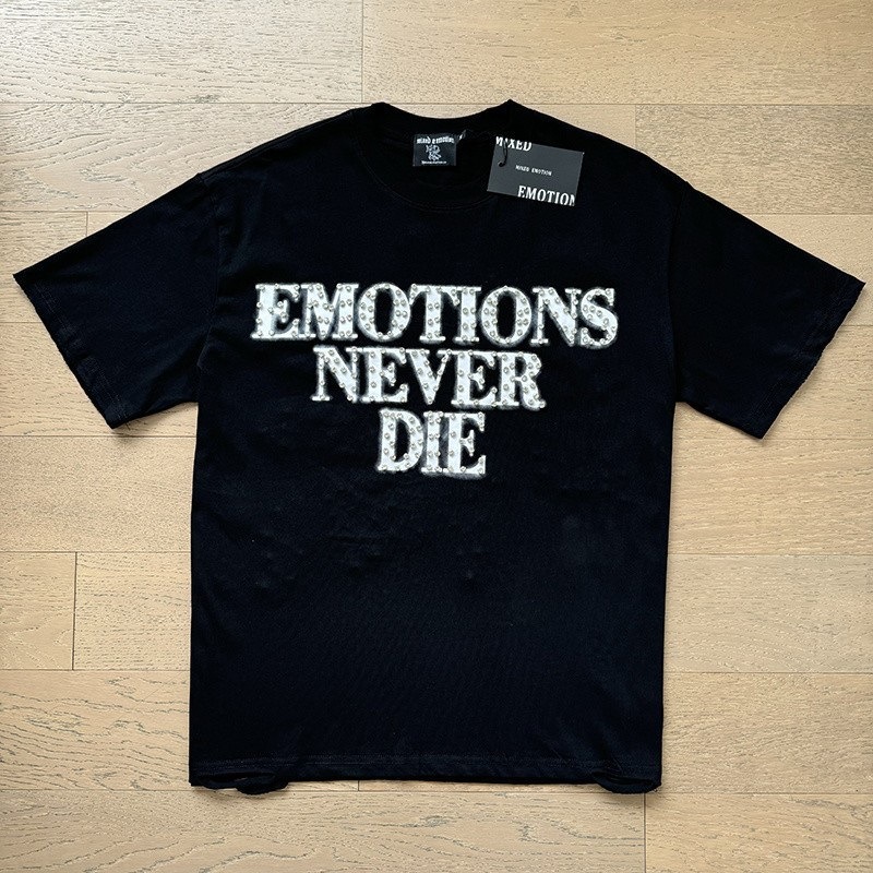 MIXED EMOTION T-shirt Emotions Never Die Rhinestone Black