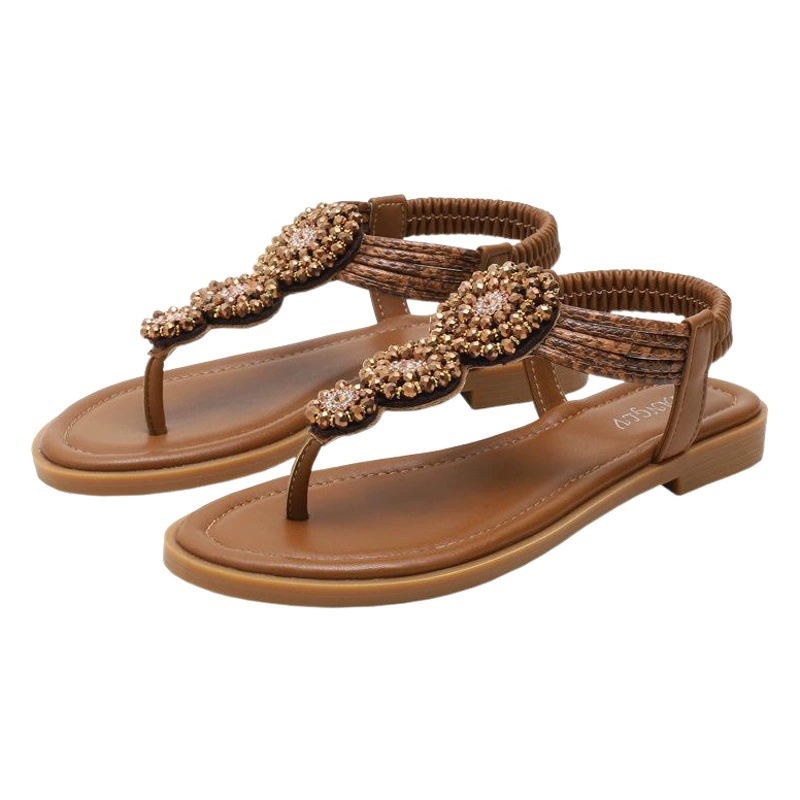 Европейские и американские летние сандалии больших размеров, женские богемные римские плоские пляжные туфли в сказочном стиле, для отдыха на море, 870-16