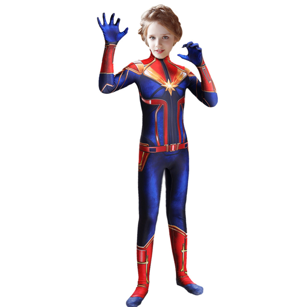 Halloween Captain Marvel cosplay costume children's tights cosplay science fiction European and American science fiction style 4