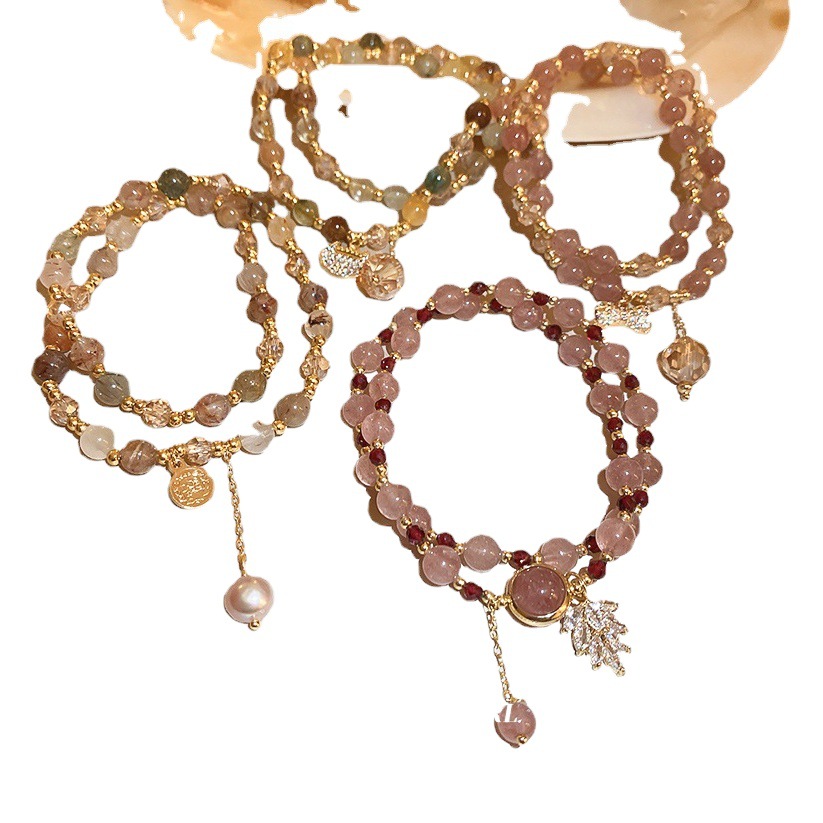 Piedra natural de agua dulce perla multi-capa de la pulsera de bobinado mediados de-antiguo estilo Palacio pulsera de cuentas de la personalidad de la moda pulsera del todo-fósforo