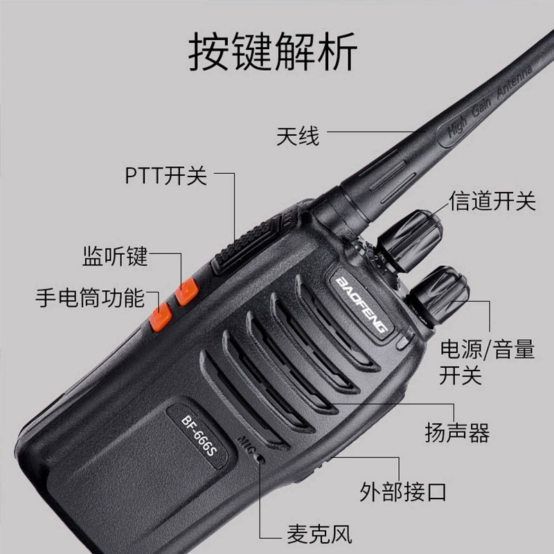 Baofeng [BF-666S рация мини, мощная портативная гражданская, 50 км, Baofeng, уличная компактная радиостанция]