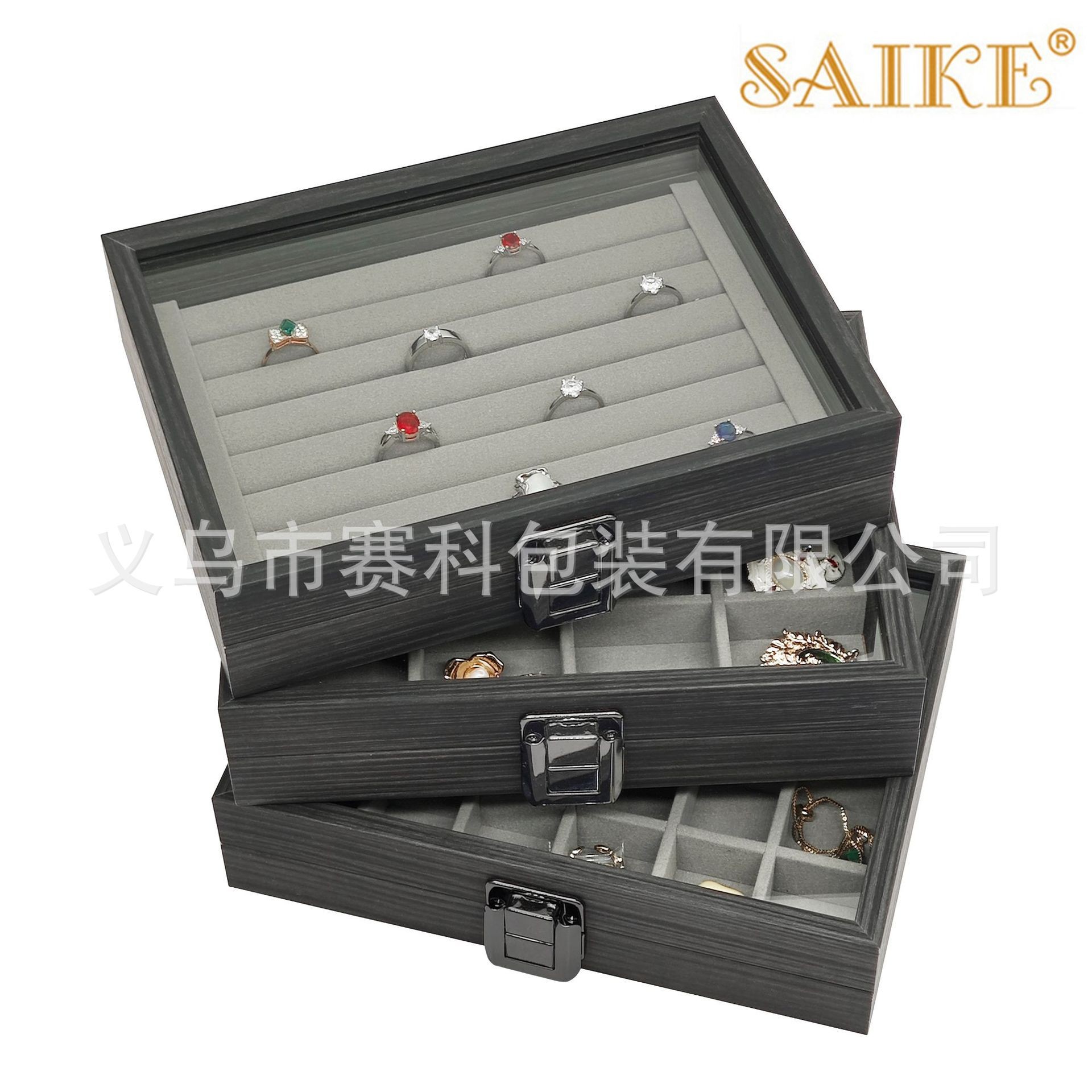 现货批发黑檀纹木质系列珠宝首饰饰品收纳盒戒指耳环吊坠收纳盒子