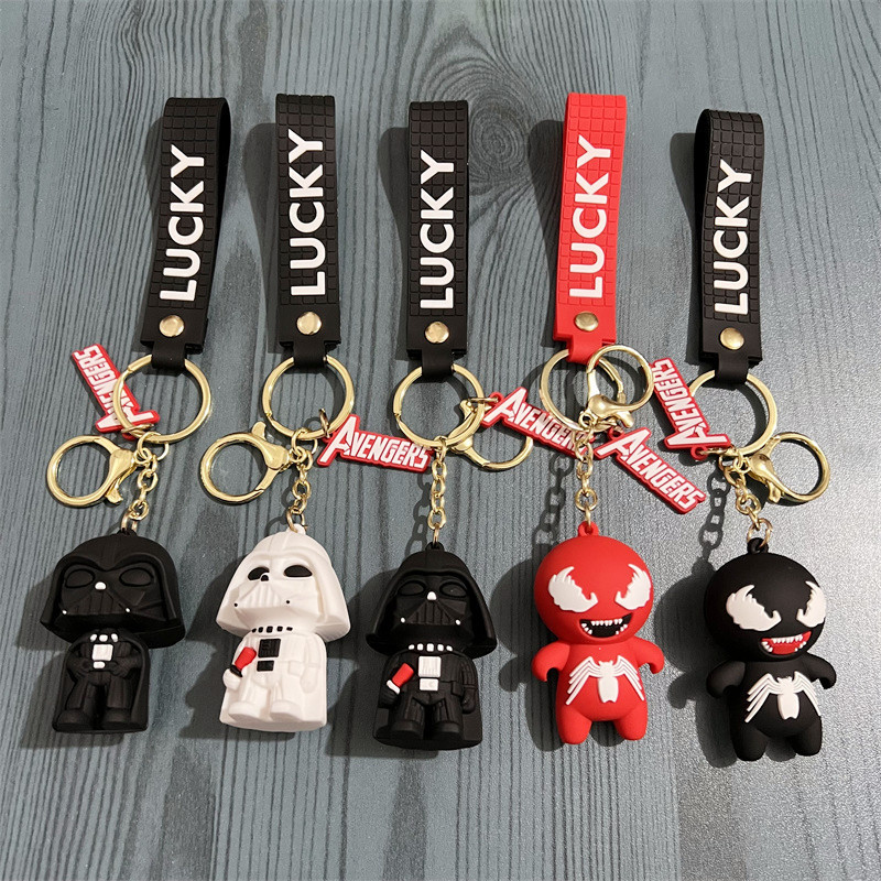 Creative Trend Star Wars Black Samurai Keychain Personalized Venom Spider-Man Key Chain Men's and Women's Bag Hanging Ornaments Creative Trend Star Wars Black Samurai Keychain Personalized Venom Spider-Man Key Chain Men's and Women's Bag Hanging Ornaments