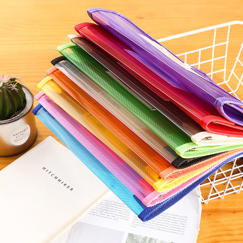 Button File Bag, Thickened Transparent Large Capacity Student Exam Paper Bag, Plastic Waterproof Office Document Archival Bag, Wholesale