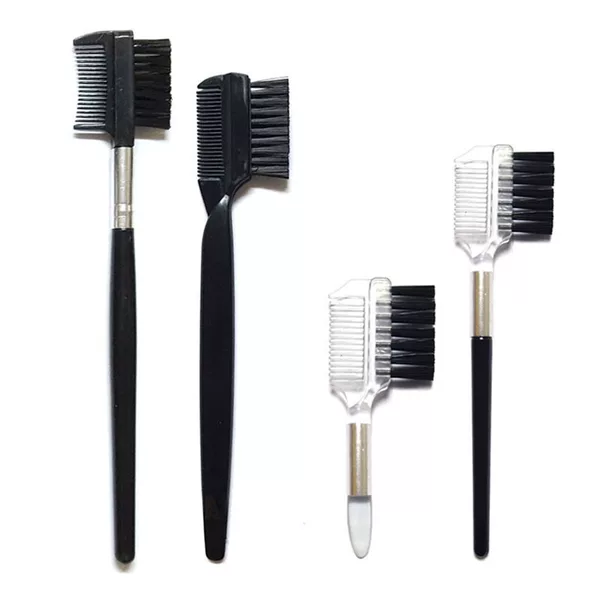 2-in-1 Multifunctional Portable Black Plastic Eyebrow Comb Eyebrow Brush Grafting Eyelash Brush